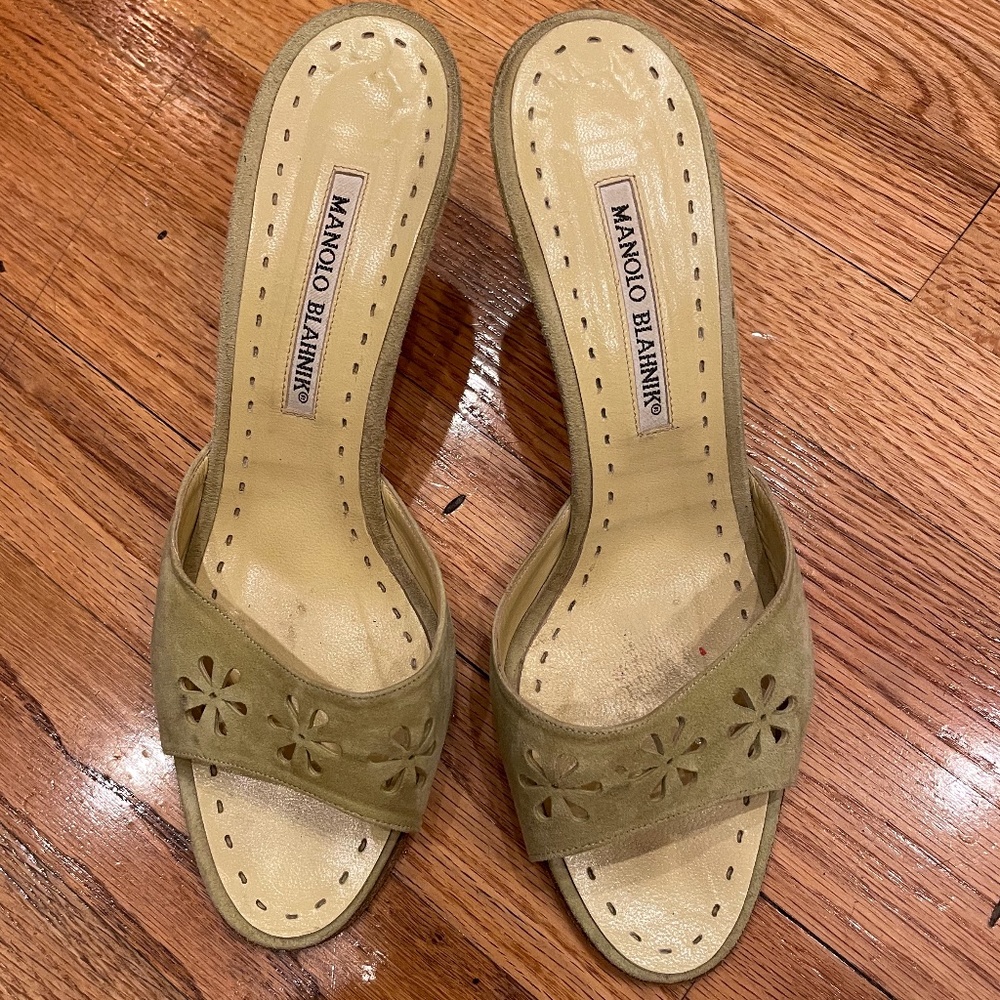 Manolo Blahnik Suede Mules